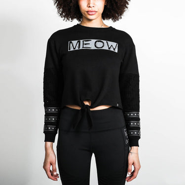 Catwoman Meow Front Tie Long Sleeve - Heroes & Villains-DC Comics-Cropped Long Sleeve