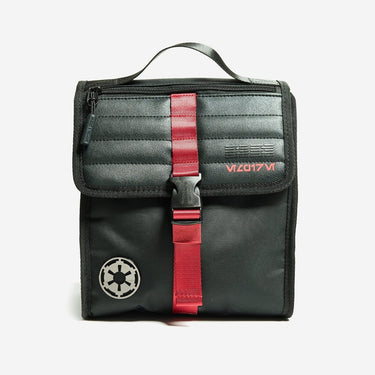 Black pouch with red strap and visible Star Wars Imperial Theme branding on a white background