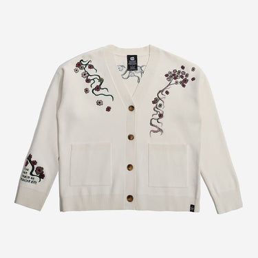 White Cardigan featuring embroidered Cherry Blossoms
