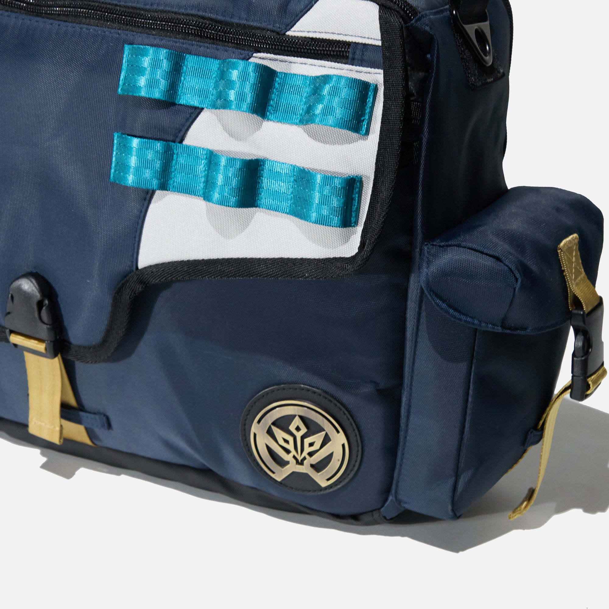 Close-up of Thrawn's emblem on the Shoulder strap to the Heroes & Villains Thrawn Bike Messenger Bag.