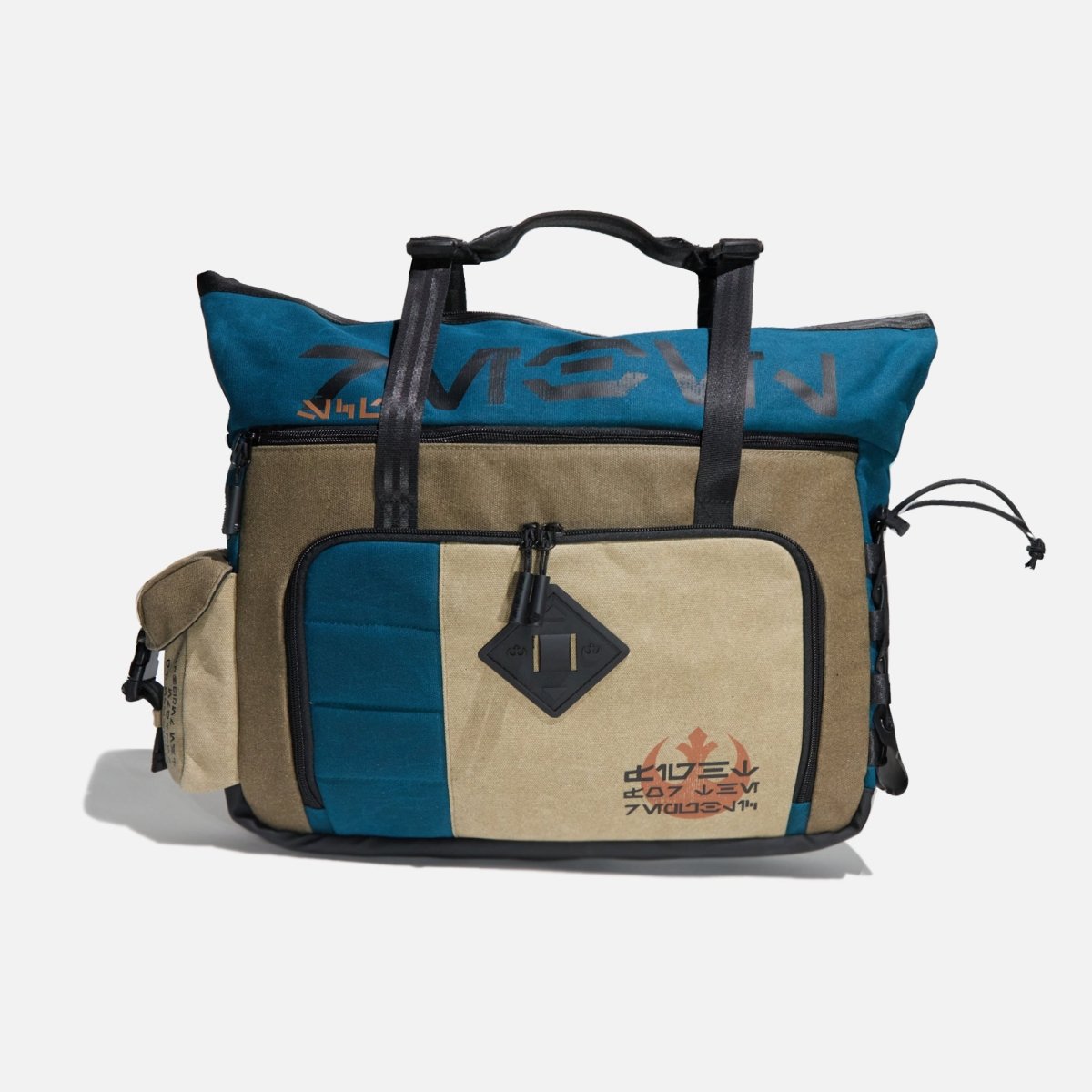 Front view of the Heroes & Villains Rebel Teal Commuter Bag.