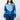A woman in a Star Wars-themed hooded windbreaker jacket featuring a Jedi Knights emblem on the left chest. The jacket has a color-blocked design in Blue, Light Blue and White, with a front zipper, adjustable drawstrings on the hood, elastic cuffs, and two zippered pockets. 