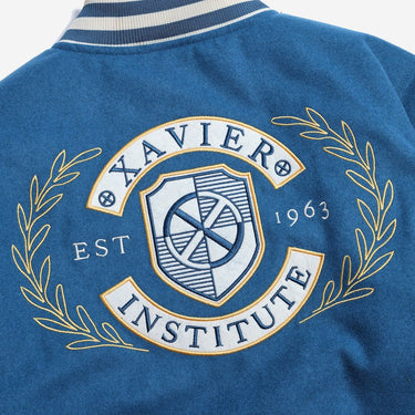 Blue jacket with Xavier Institute logo and text on a white background