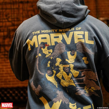X-Men Vintage Wash Heavyweight Hoodie - Heroes & Villains-Marvel-Hoodie