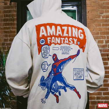 Spider-Man Comic Vintage Wash Heavyweight Hoodie - Heroes & Villains-Marvel-Hoodie