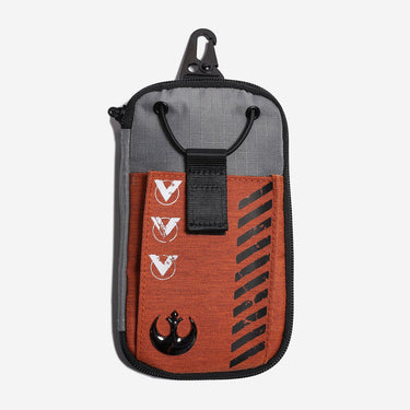 Multifunctional pouch with Star Wars Rebel orange and gray design on a white background