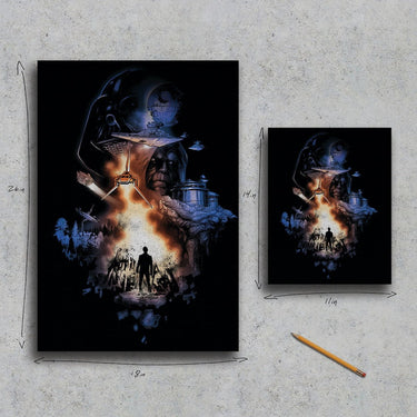 Two Canvas Art Prints Depicting a stylized art of Star Wars Return of the Jedi
