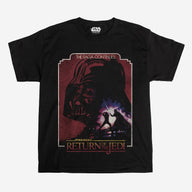 Black t-shirt with 'Return of the Jedi' graphic design on a white background