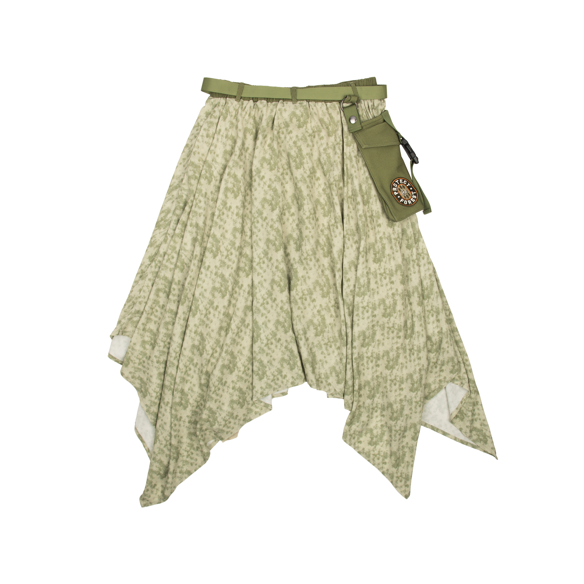 Leia Green Handkerchief Midi Skirt