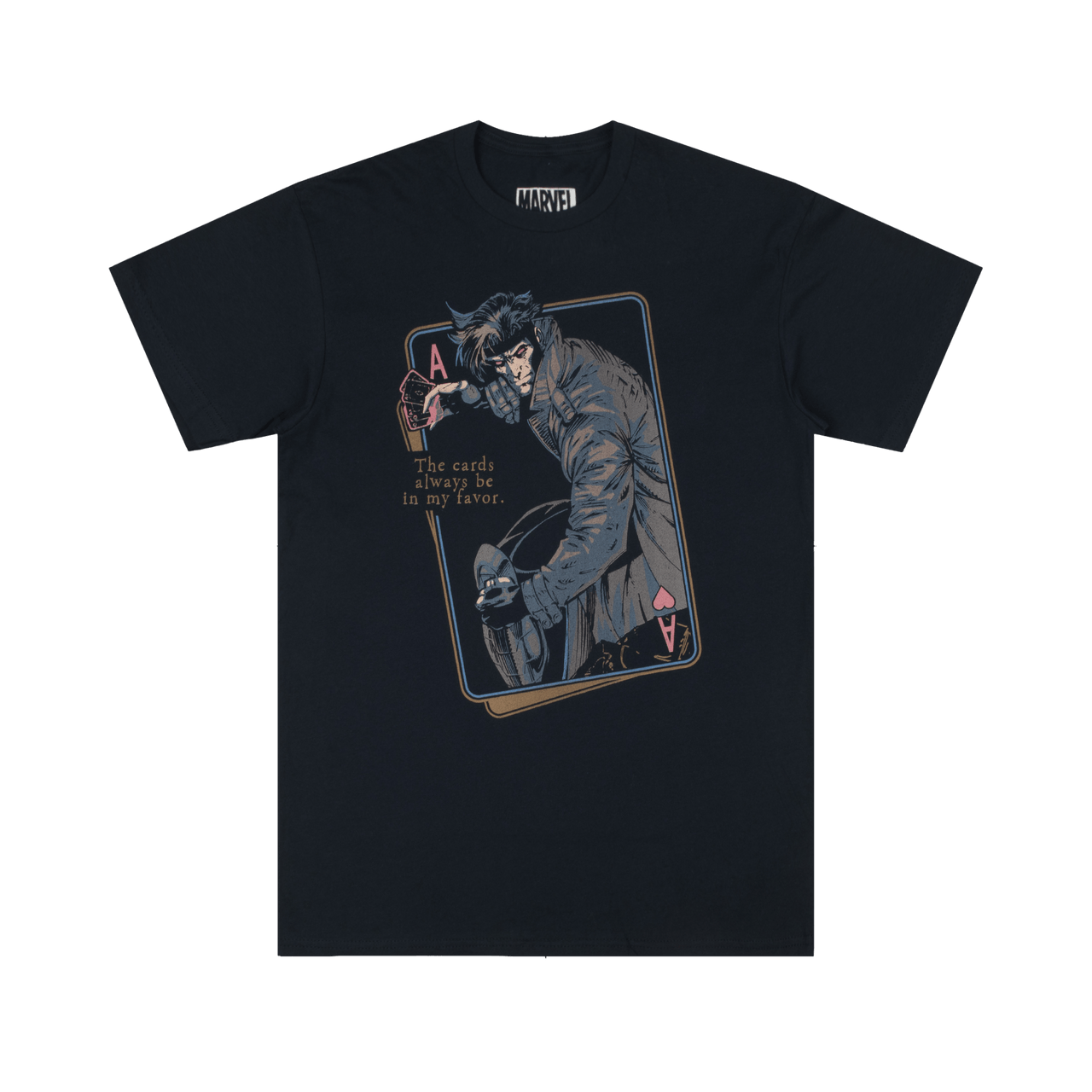 Marvel Gambit Ace Of Hearts Navy Tee | Official Apparel