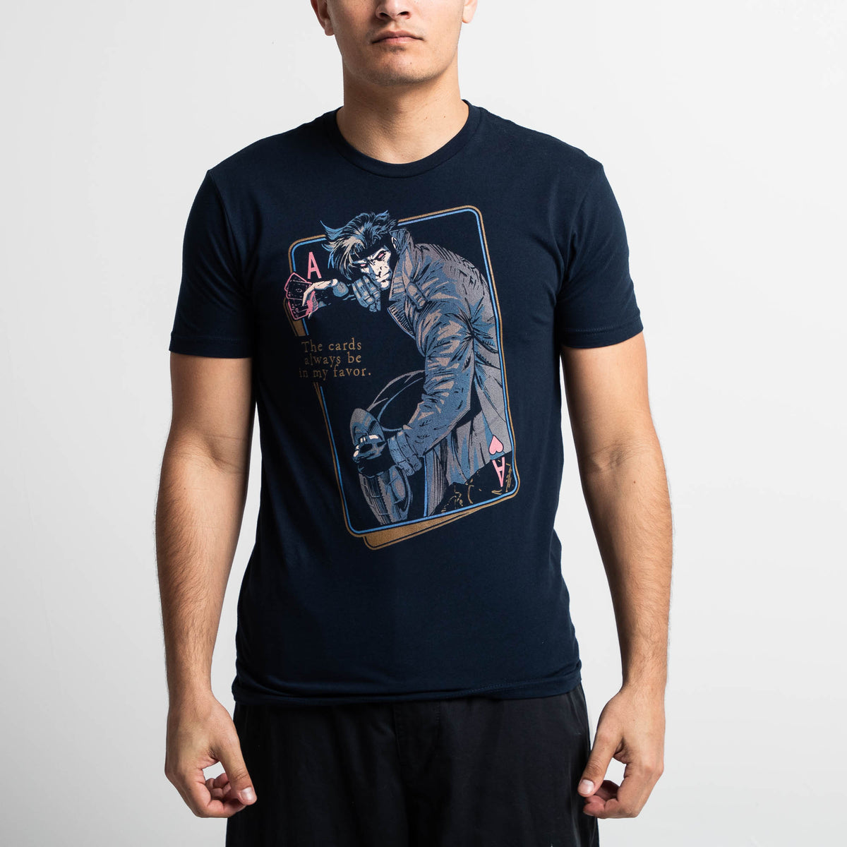 Marvel Gambit Ace Of Hearts Navy Tee | Official Apparel 