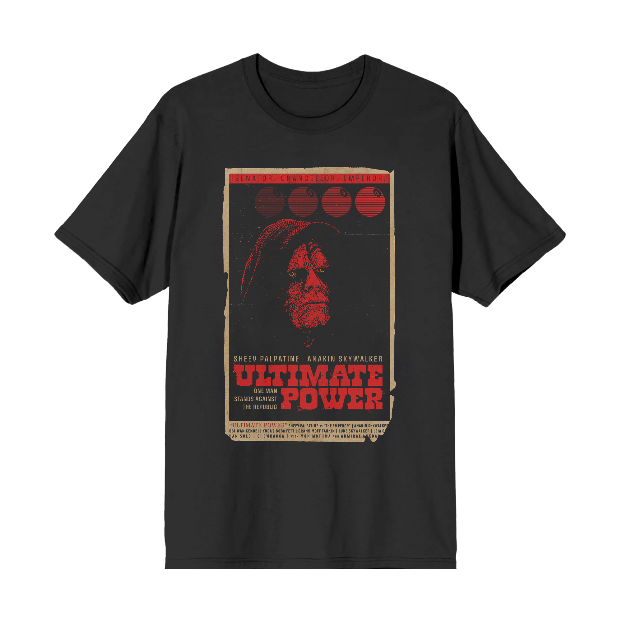 Darth Sidious Ultimate Power Grindhouse Poster Black Tee