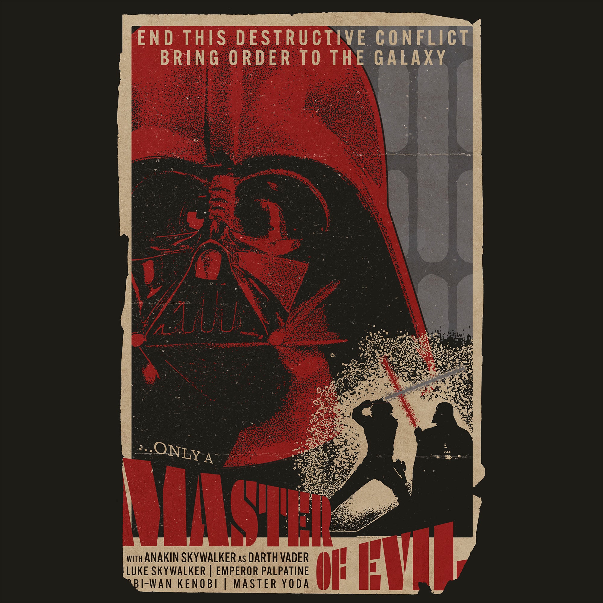 Darth Vader Master of Evil Grindhouse Poster Black Tee