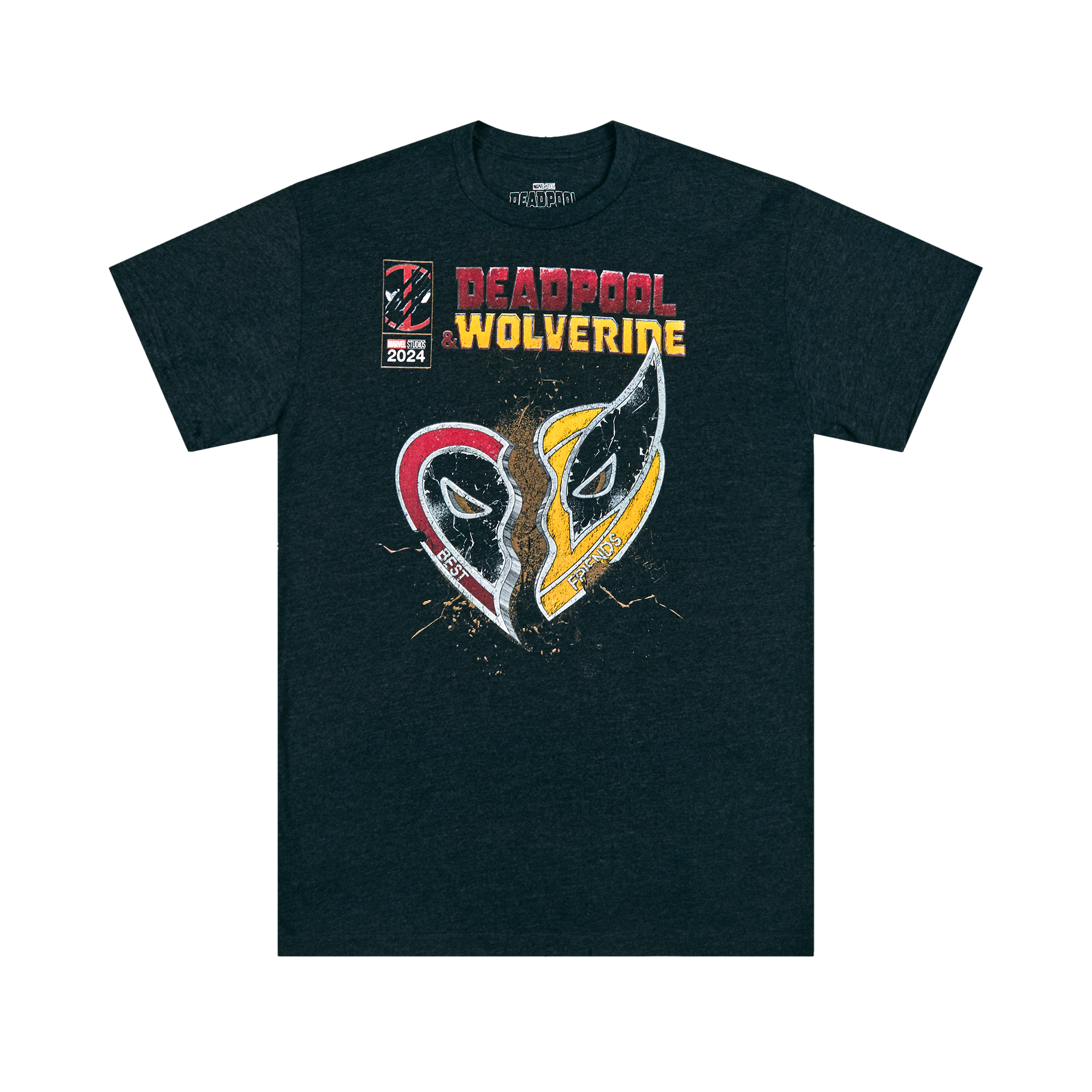 Deadpool & Wolverine Movie Friendship Heart Charcoal Tee