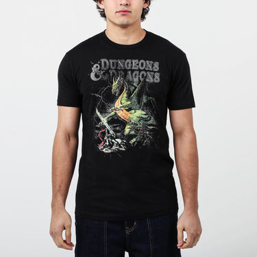 T-shirt noir Dragon vert des règles des compagnons vintage