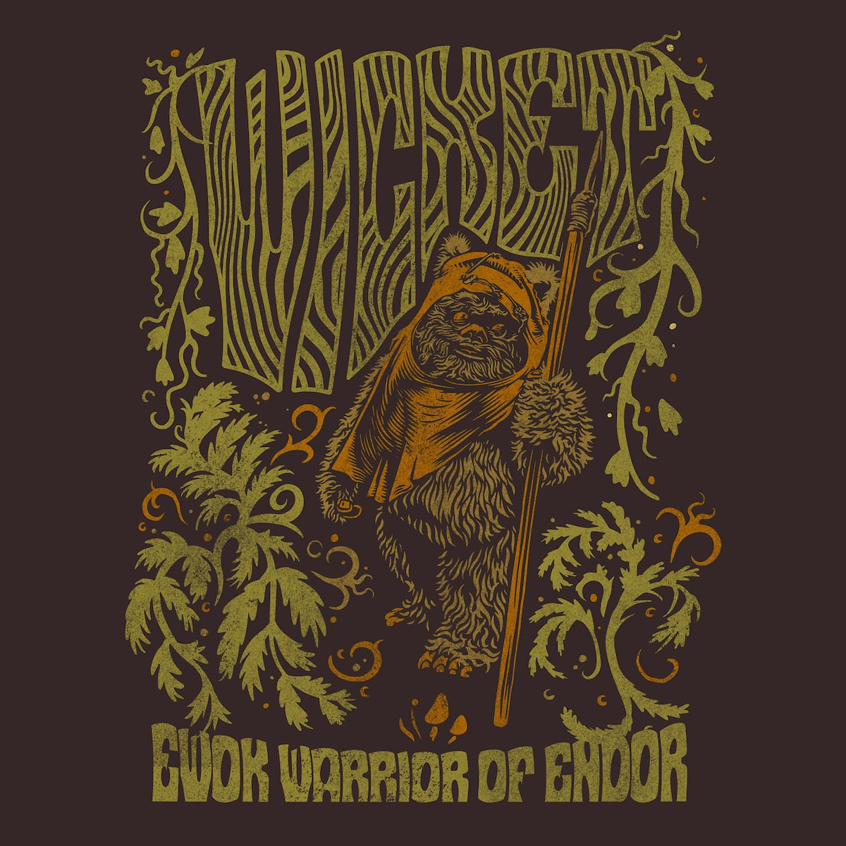 Star Wars Ewok Wicket Stamp Brown Zine Tee | Heroes & Villains