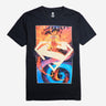 Black t-shirt with a colorful graphic of a superheroine and 'Supergirl' text on a white background