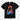Black Star Wars T-Shirt Featuring Heavy Saturated Red and Blue Graphics detailing characters from the original series such as Yoda, Leia and Darth Vader
