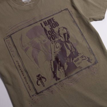Green T-Shirt with a Star Wars Mandalorian Graphic Designed to look like a CD Cover