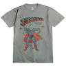 Light green t-shirt with Superman No. 11 graphic design on a white background