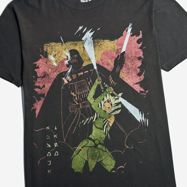 Ahsoka Fighting Darth Vader Zine Vintage Soft Tee - Heroes & Villains-Star Wars-T-Shirt