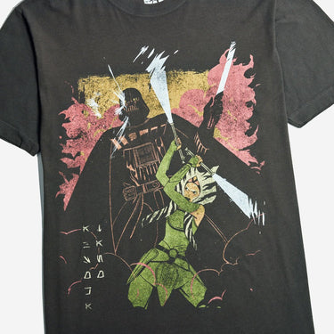 Ahsoka Fighting Darth Vader Zine Vintage Soft Tee - Heroes & Villains-Star Wars-T-Shirt