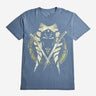 A blue crewneck t-shirt featuring a distressed graphic of Ahsoka Tano's face, crossed lightsabers, and a circular emblem on the front, set against a plain light gray background.