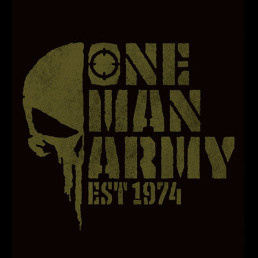 Black The Punisher t-shirt with 'One Man Army' graphic 