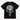 Black t-shirt with Punisher skull design and Marvel logo on a white background