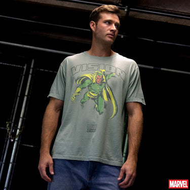 Vision Flying Pose Vintage Soft Tee - Heroes & Villains-Marvel-T-Shirt
