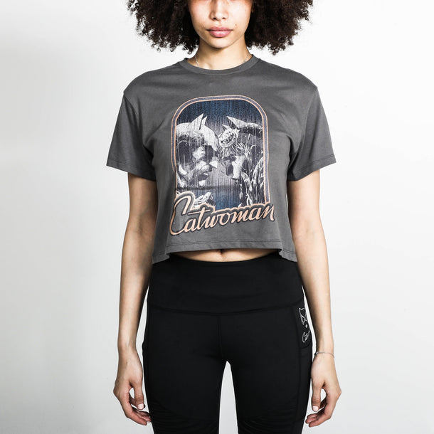 Catwoman and Batman Dark Grey Cropped Tee