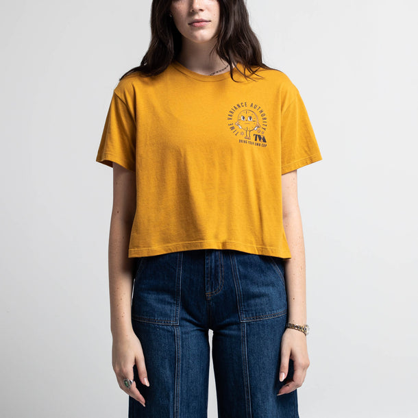 Miss Minutes Cropped  Gold Tee
