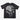 Black t-shirt with a white Punisher skull design on a white background