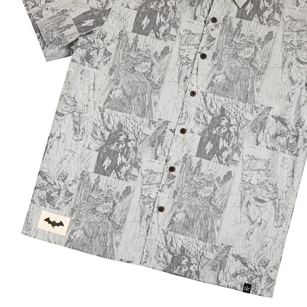 Batman Woven All Over Comic Print Button-Down Shirt