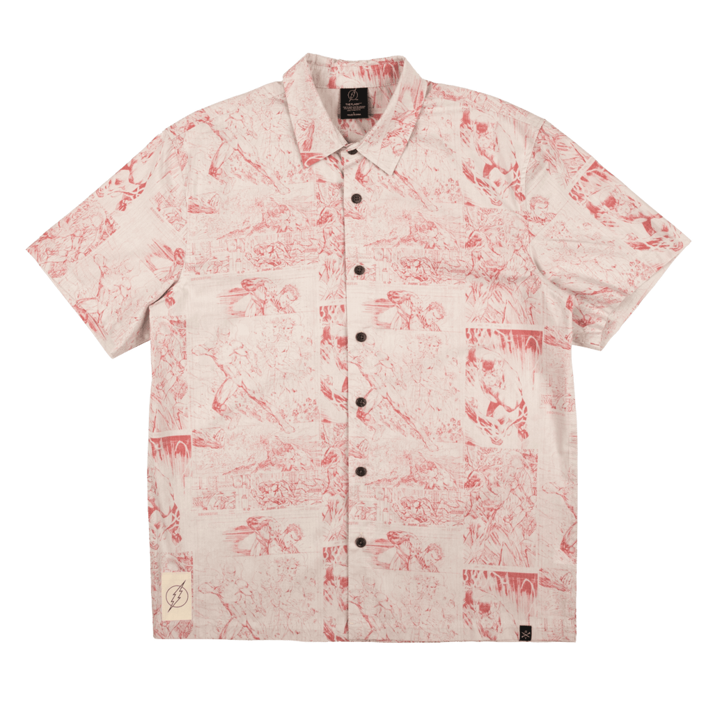 DC Comics The Flash All Over Comic Print Button-Down Shirt