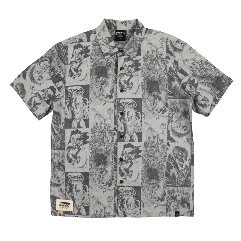 Ghost Rider All Over Comic Print Button-Down Shirt