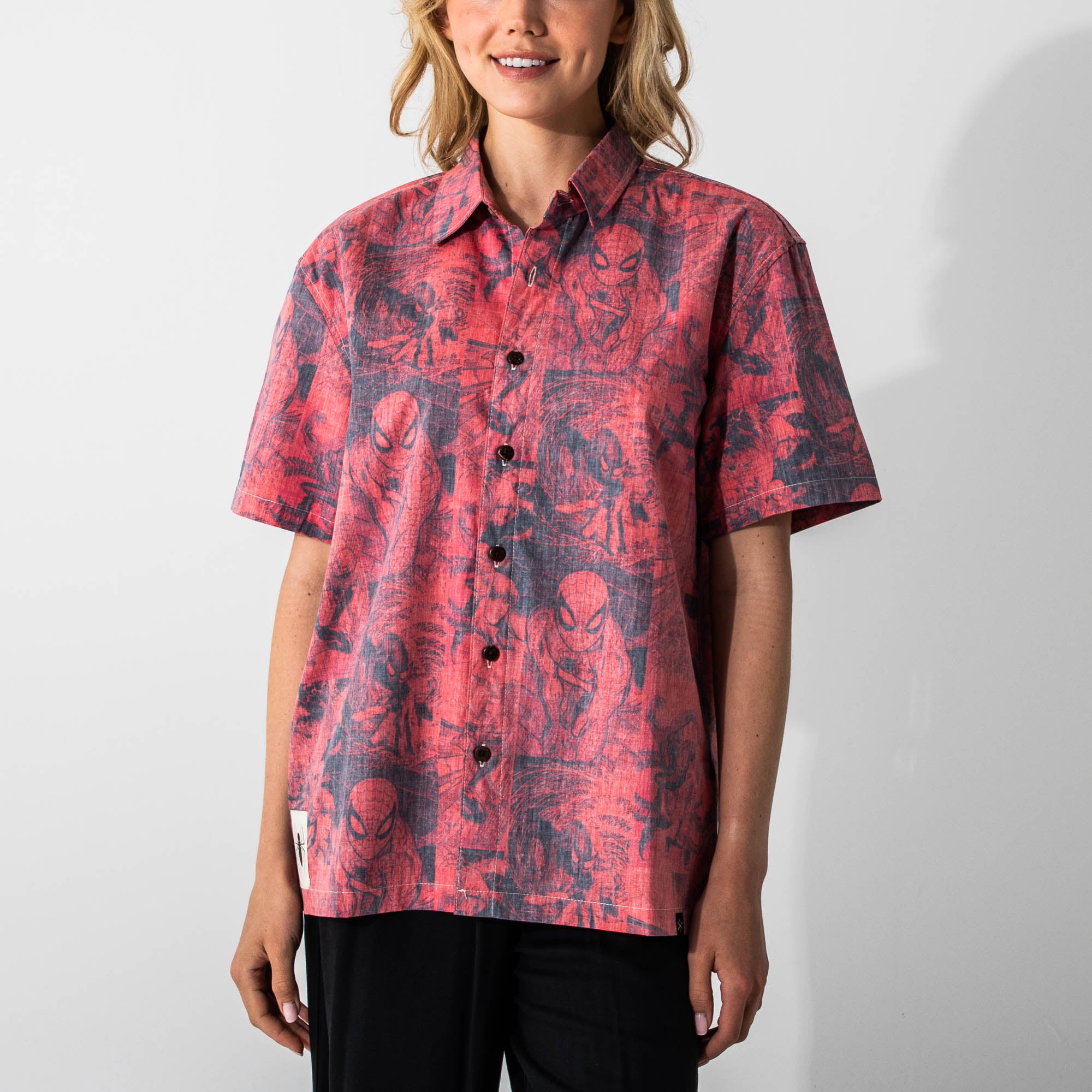 Spider-Man All Over Comic Print Button-Down Shirt