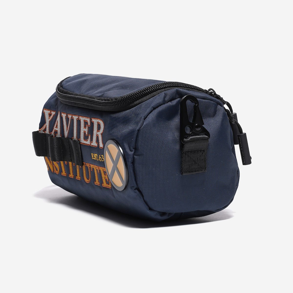 Navy blue bag with 'Xavier Institute' text and logo on a white background