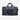 Blue duffel bag with black accents on a white background