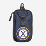 Navy blue pouch with Xavier School logo on a white background