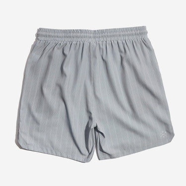 Gray striped shorts on a light gray background