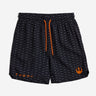 Black Star Wars Rebel shorts with orange drawstring and logo on a white background