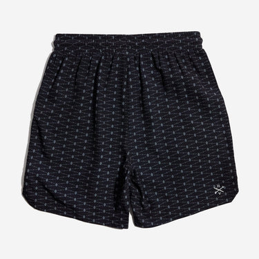 Black shorts with a subtle x-wing pattern on a white background