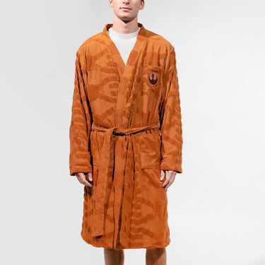 Peignoir en tissu éponge orange rebelle