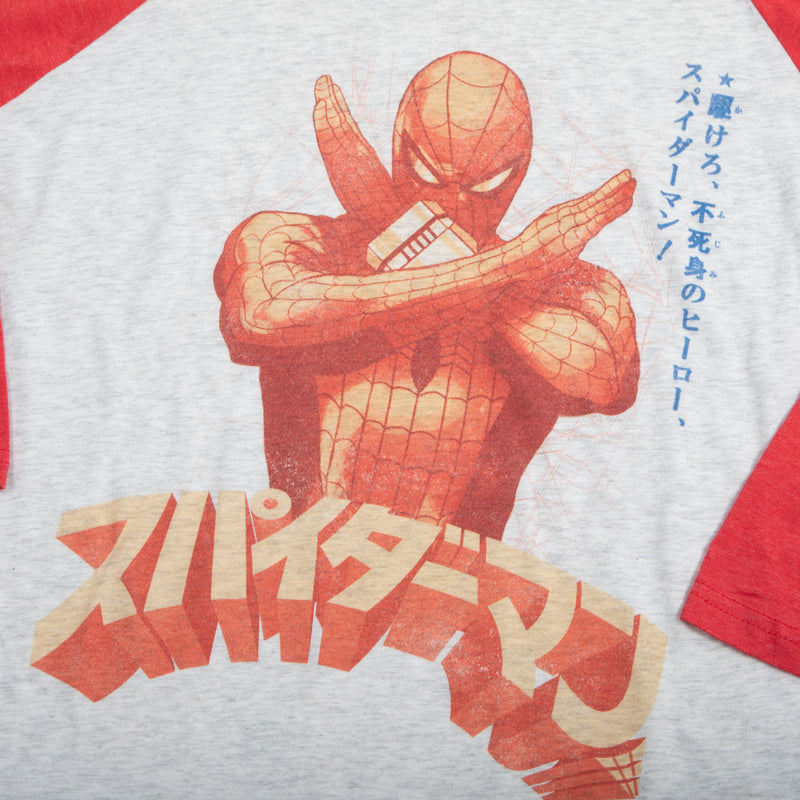Retro Japan Spider-Man Blocking Kanji Raglan