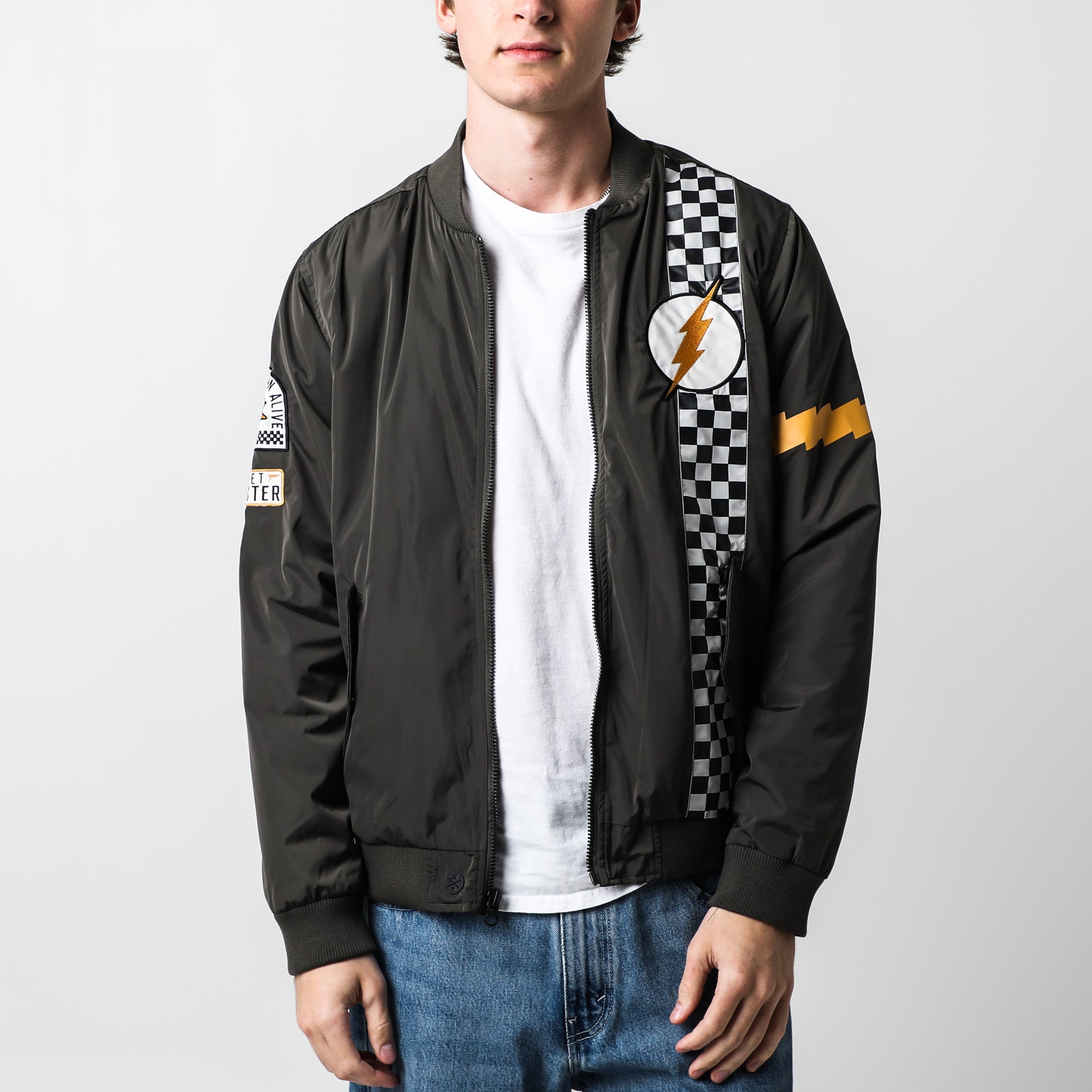 DC Comics The Flash Checkered Bomber Jacket Official Apparel Accessories Heroes Villains DC Comics
