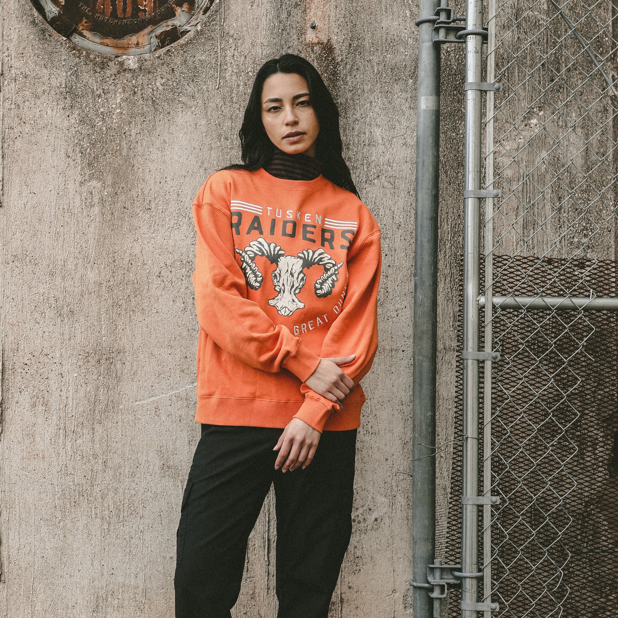 Orange crew neck sweatshirt best sale