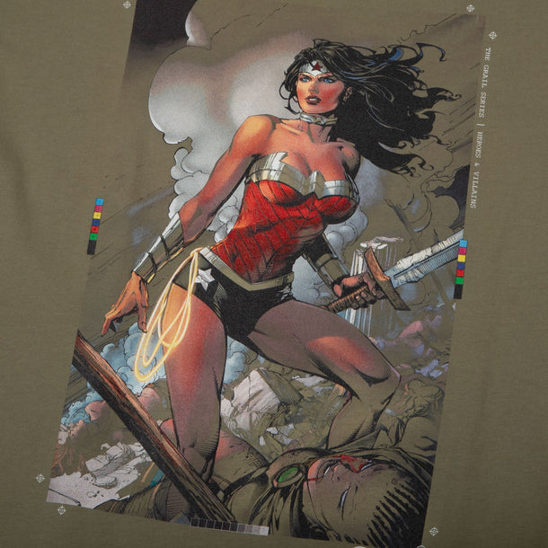 Wonder Woman On The Battlefield Olive Tee