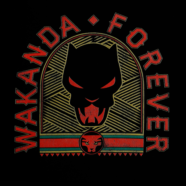 Wakanda Forever Black Panther Head Black Tee