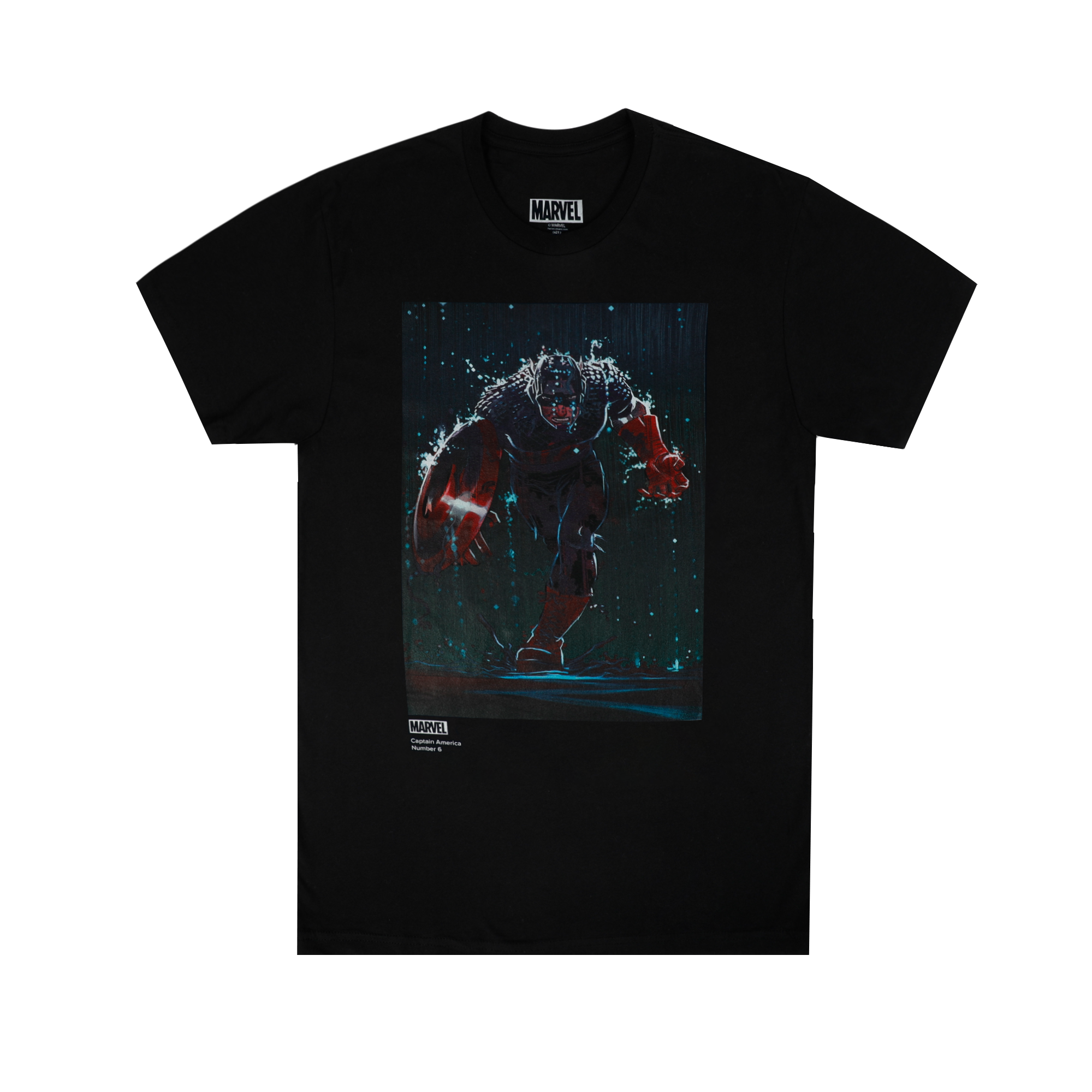 Marvel Captain America 6 Cover Black Tee Official Apparel And Accessories Heroes And Villains